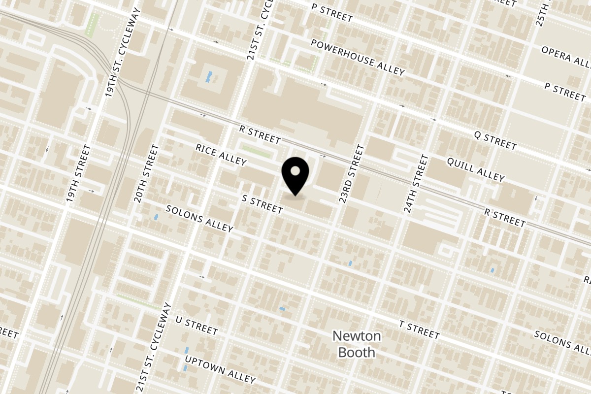 Map showing the location of Adalbertacos Mexican Food Adalbertos Mexican Food (Midtown CK) on 1829 22nd St in Sacramento